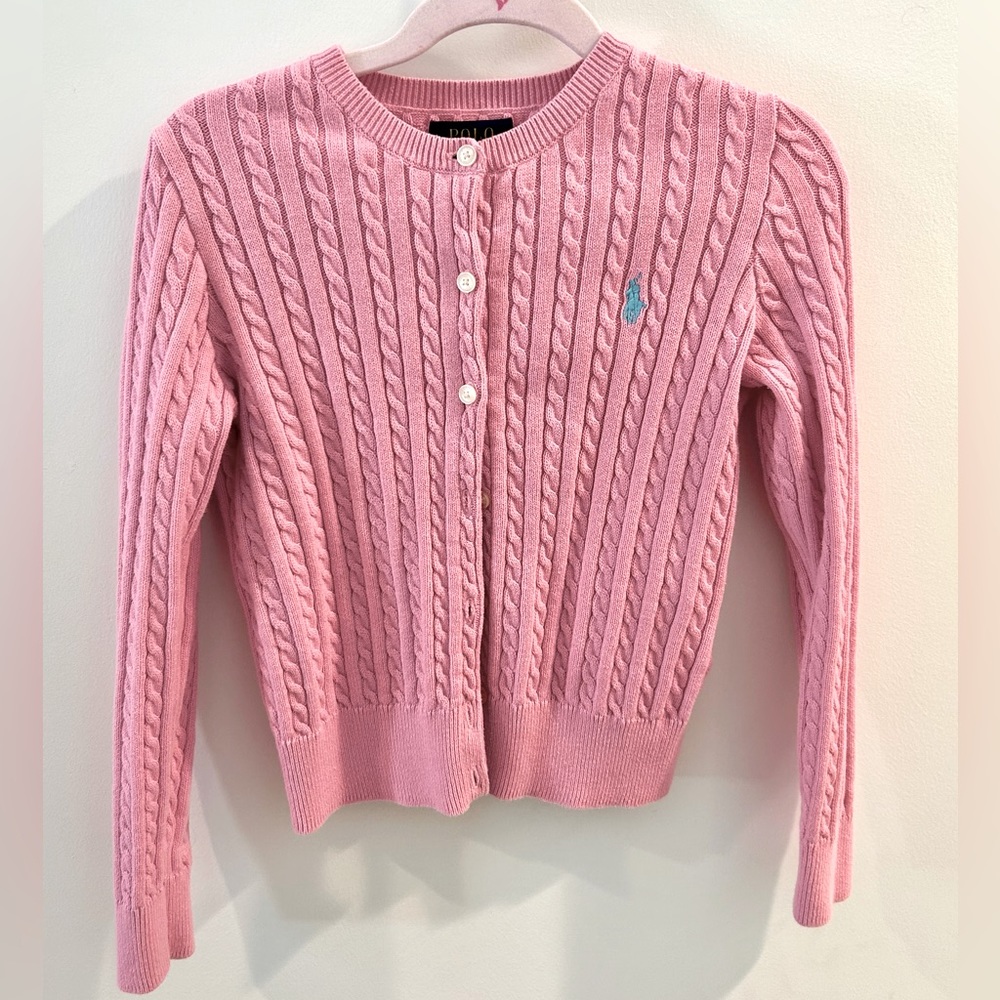 NWOT Ralph Lauren Mini Cable Cotton Cardigan Size 7